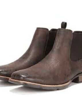 Men's Brown Leather Chukka Boots - Classic Slip-On Style Western Winter Size 11
